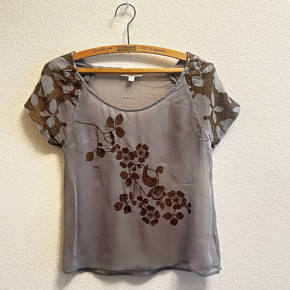 Moulinette Soeurs short sleeve embroidered top